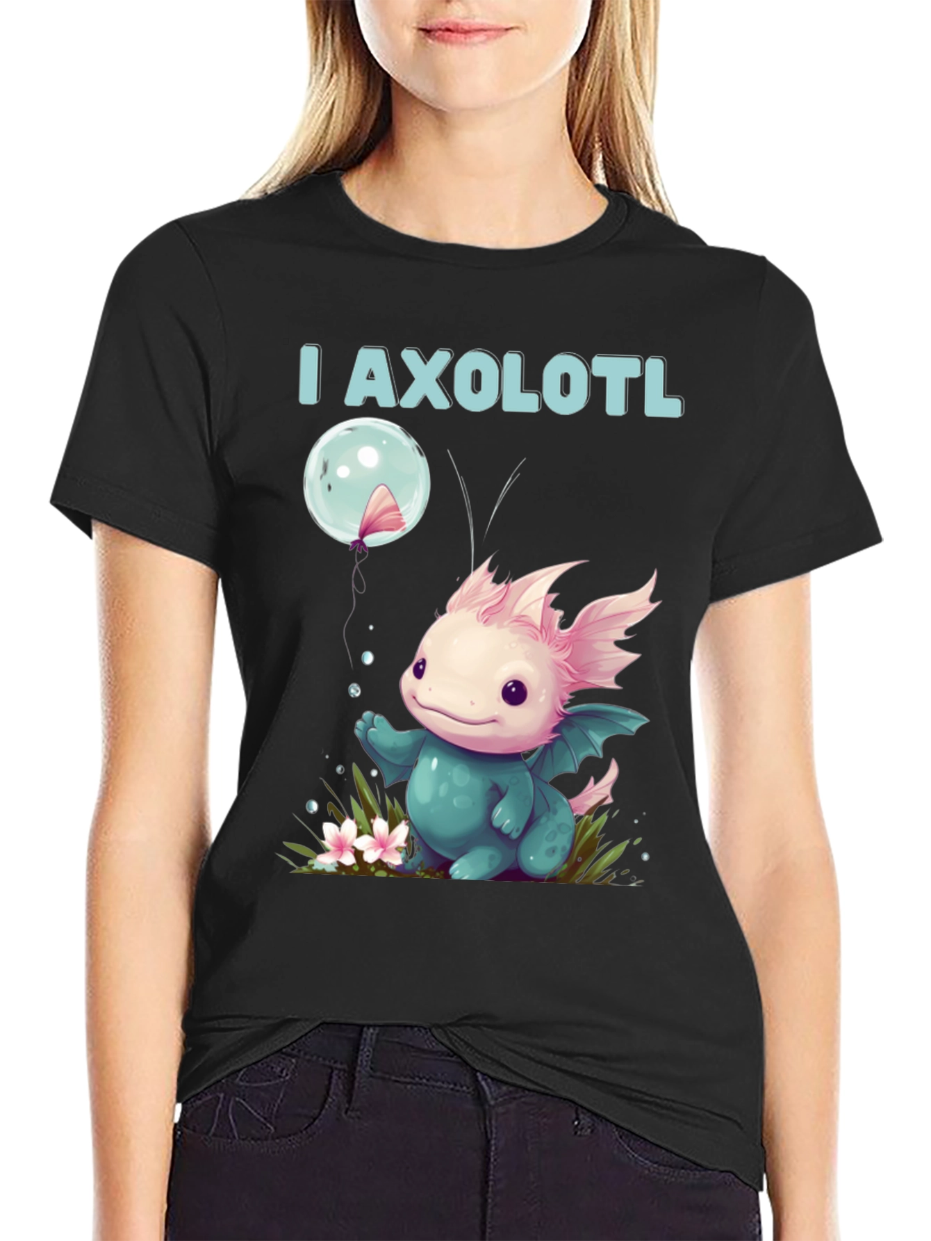 Cute Axolotl Cartoon Graphic T-Shirt