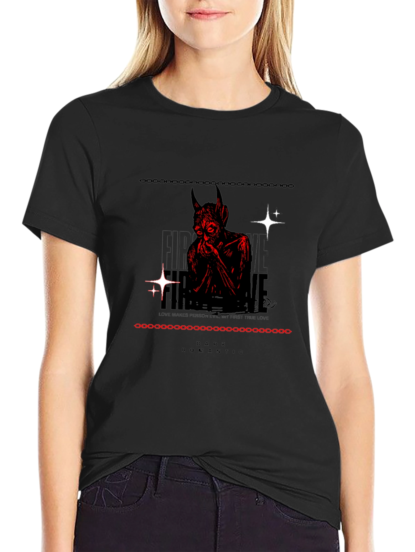 Dark Romantic Devil Graphic Print Tee