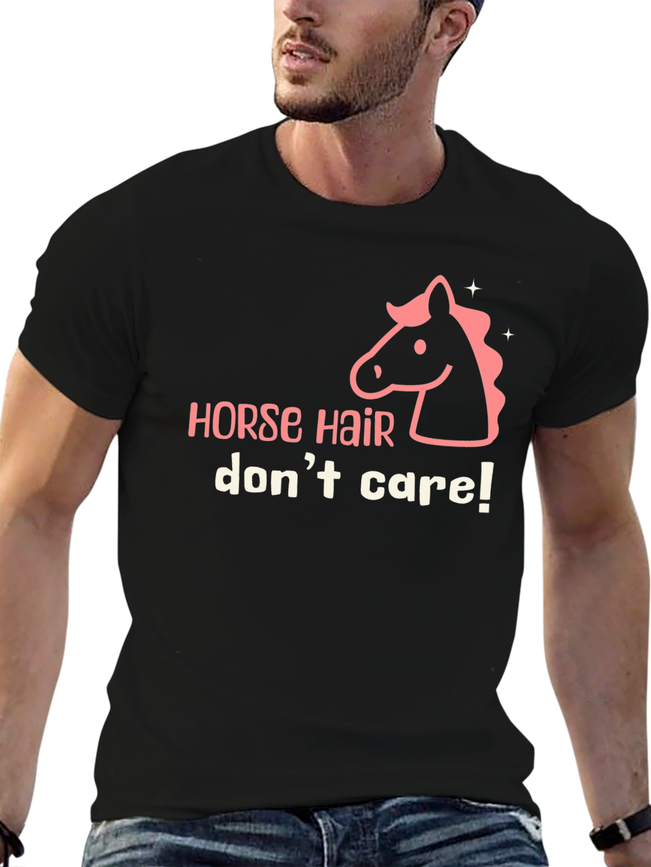 Horse Hair Dont Care Graphic Tee - Black