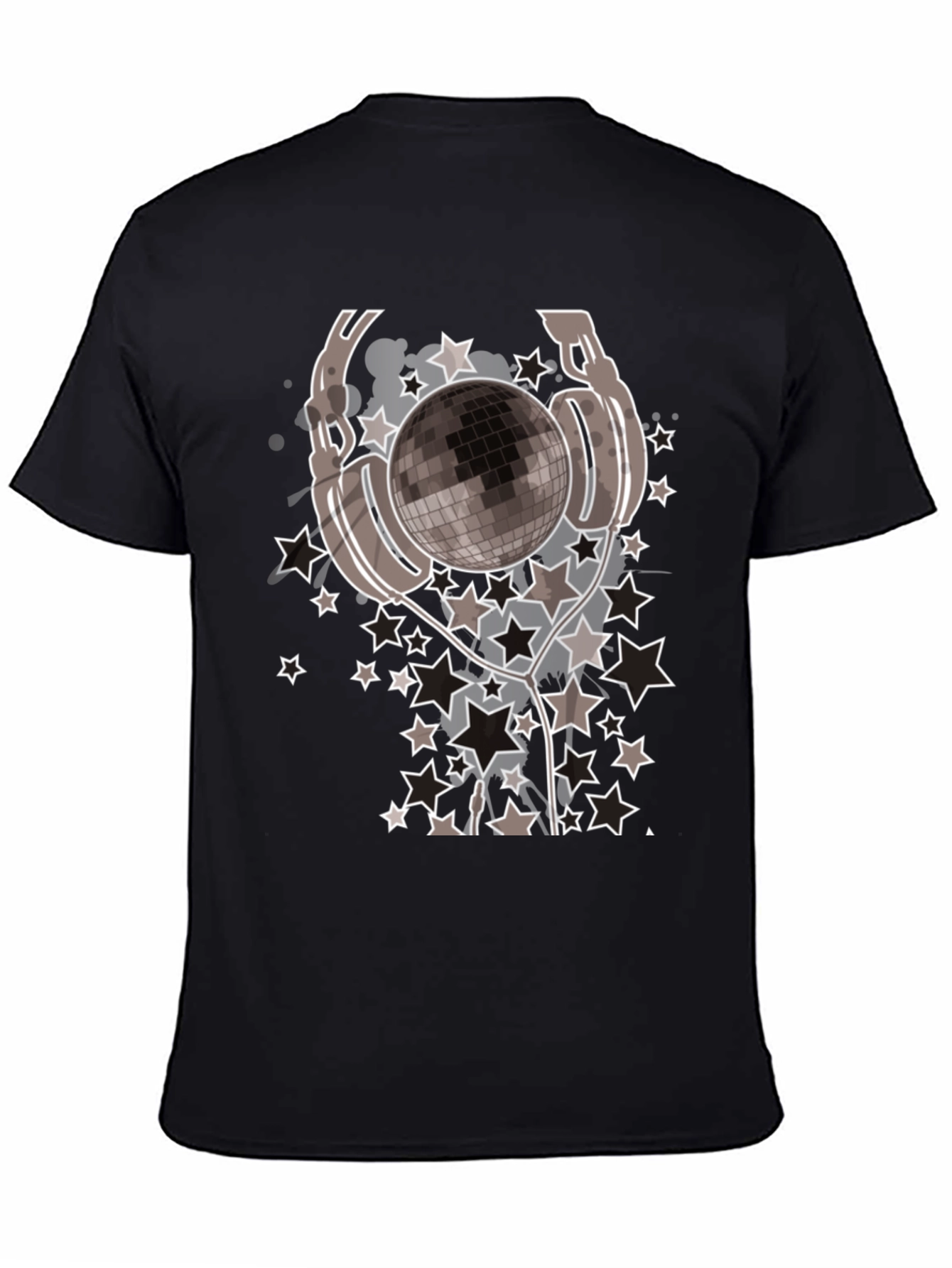 Disco Ball Headphones Graphic Tee - Mens Black T-Shirt