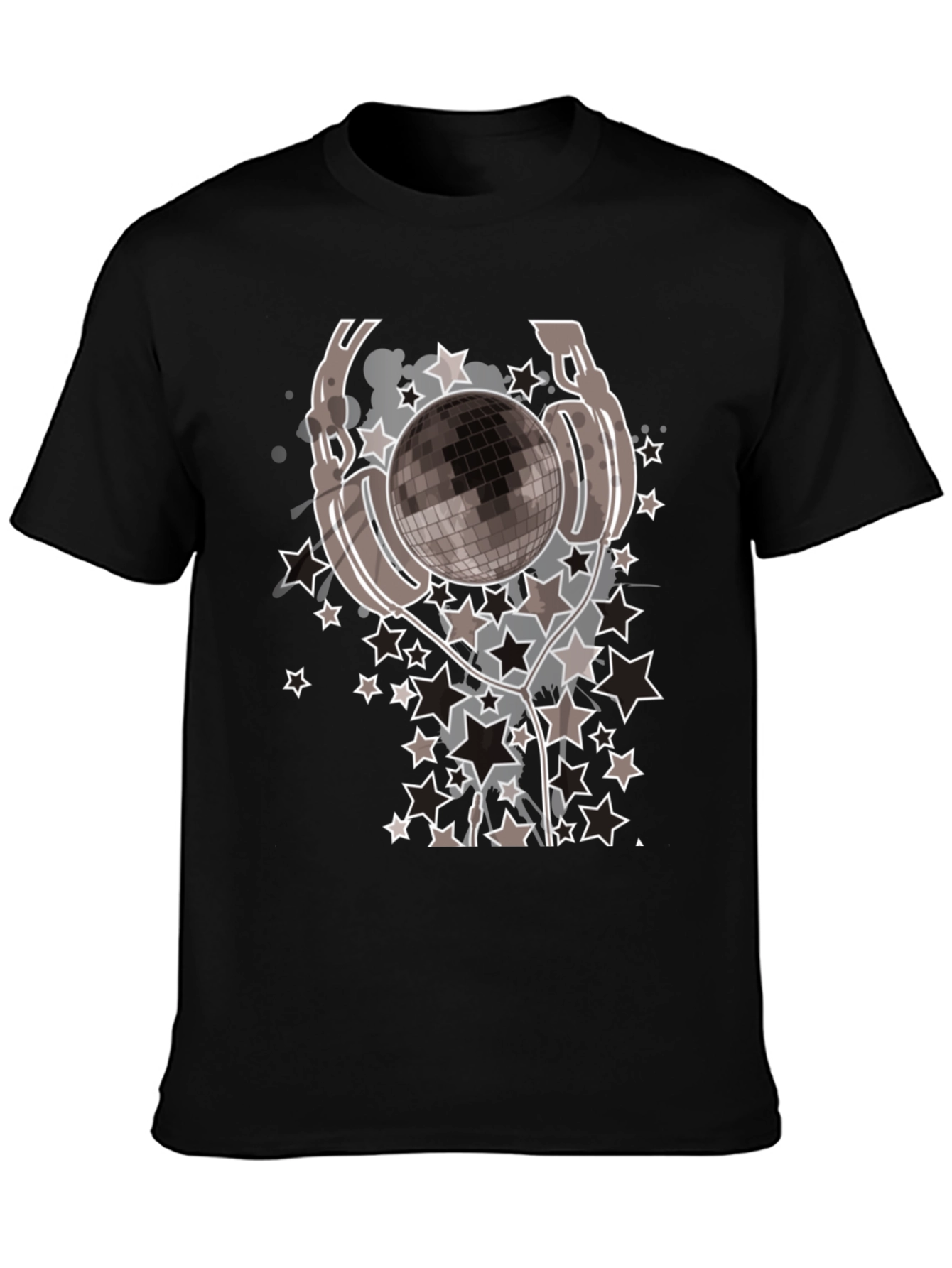 Disco Ball Headphones Graphic Tee - Mens Black T-Shirt