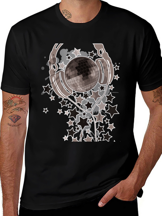 Disco Ball Headphones Graphic Tee - Mens Black T-Shirt
