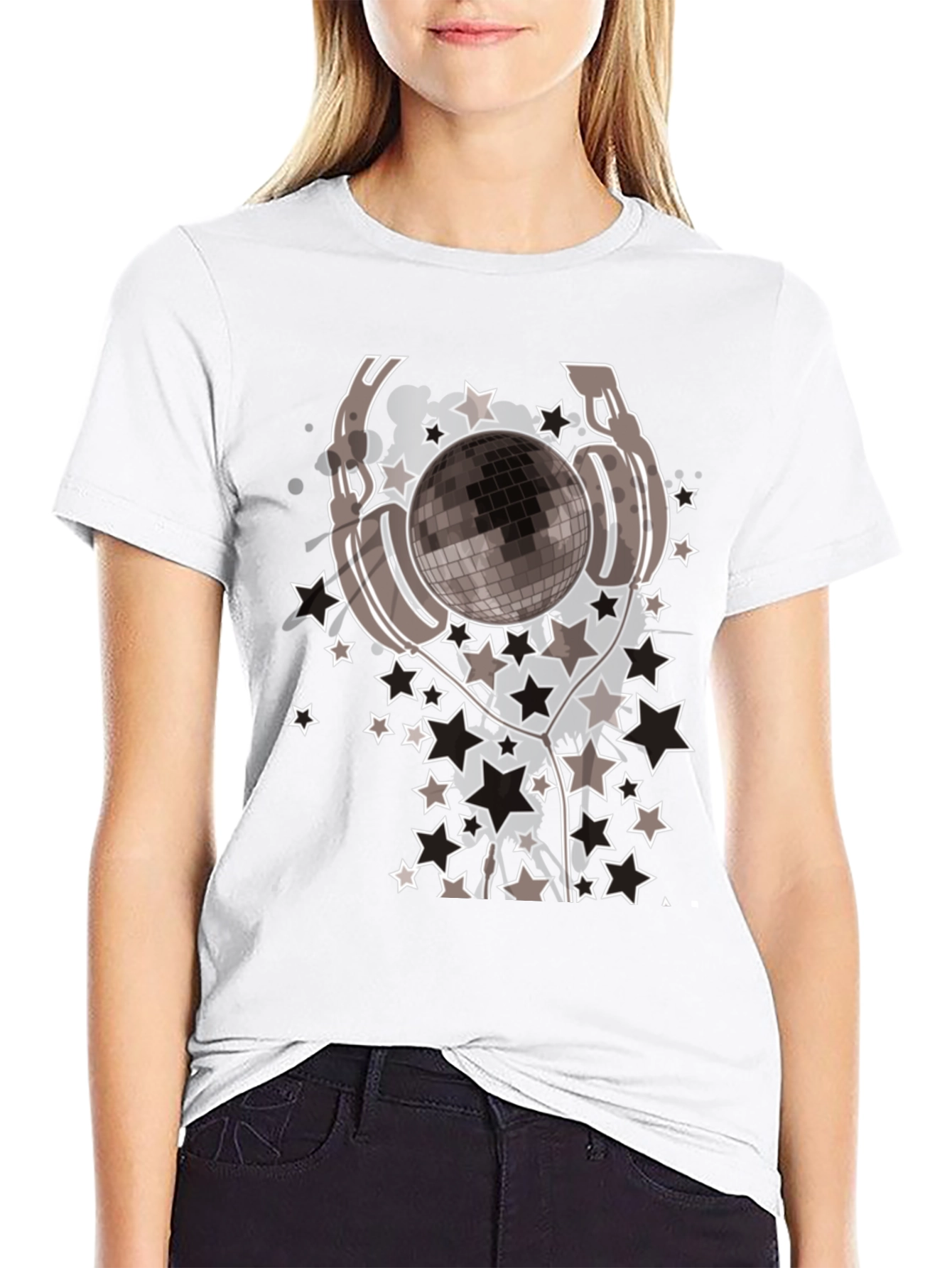 Disco Ball Headphones Graphic Tee - Mens Black T-Shirt