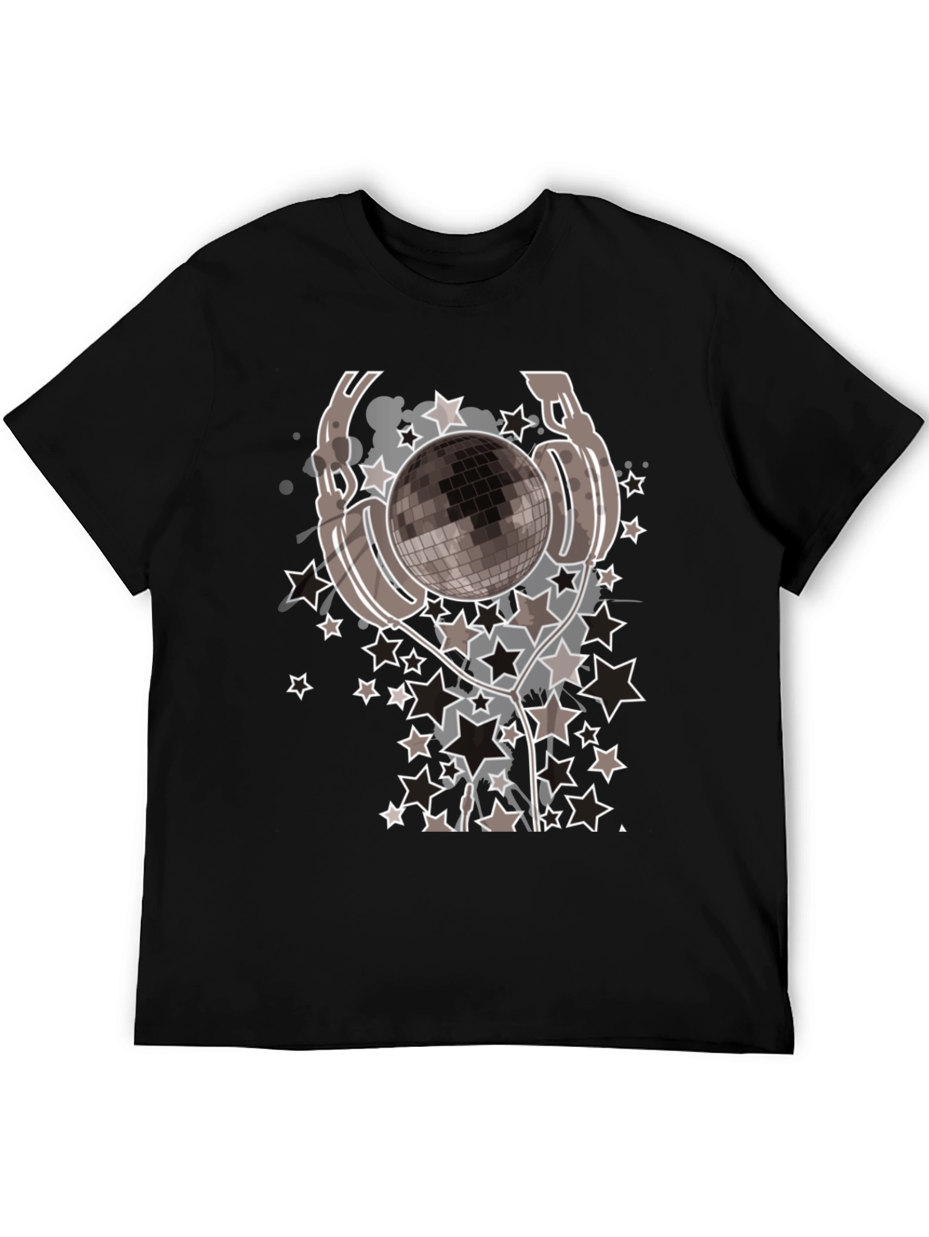 Disco Ball Headphones Graphic Tee - Mens Black T-Shirt