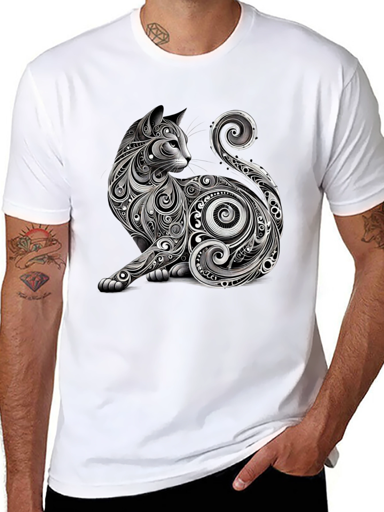 Stylish Cat Graphic Tee - Unique Design