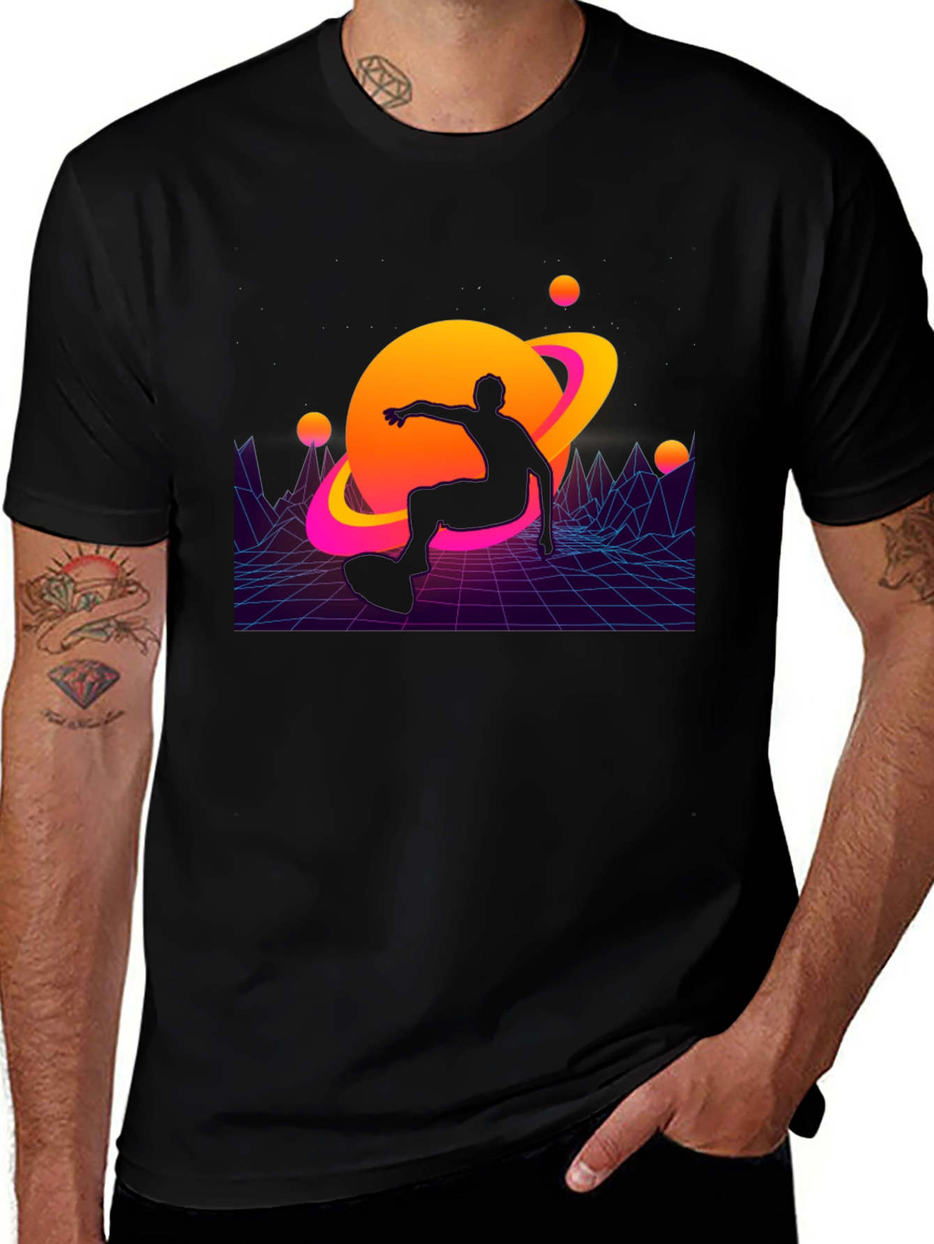 Retro Wave Skater T-Shirt - Galaxy Ride
