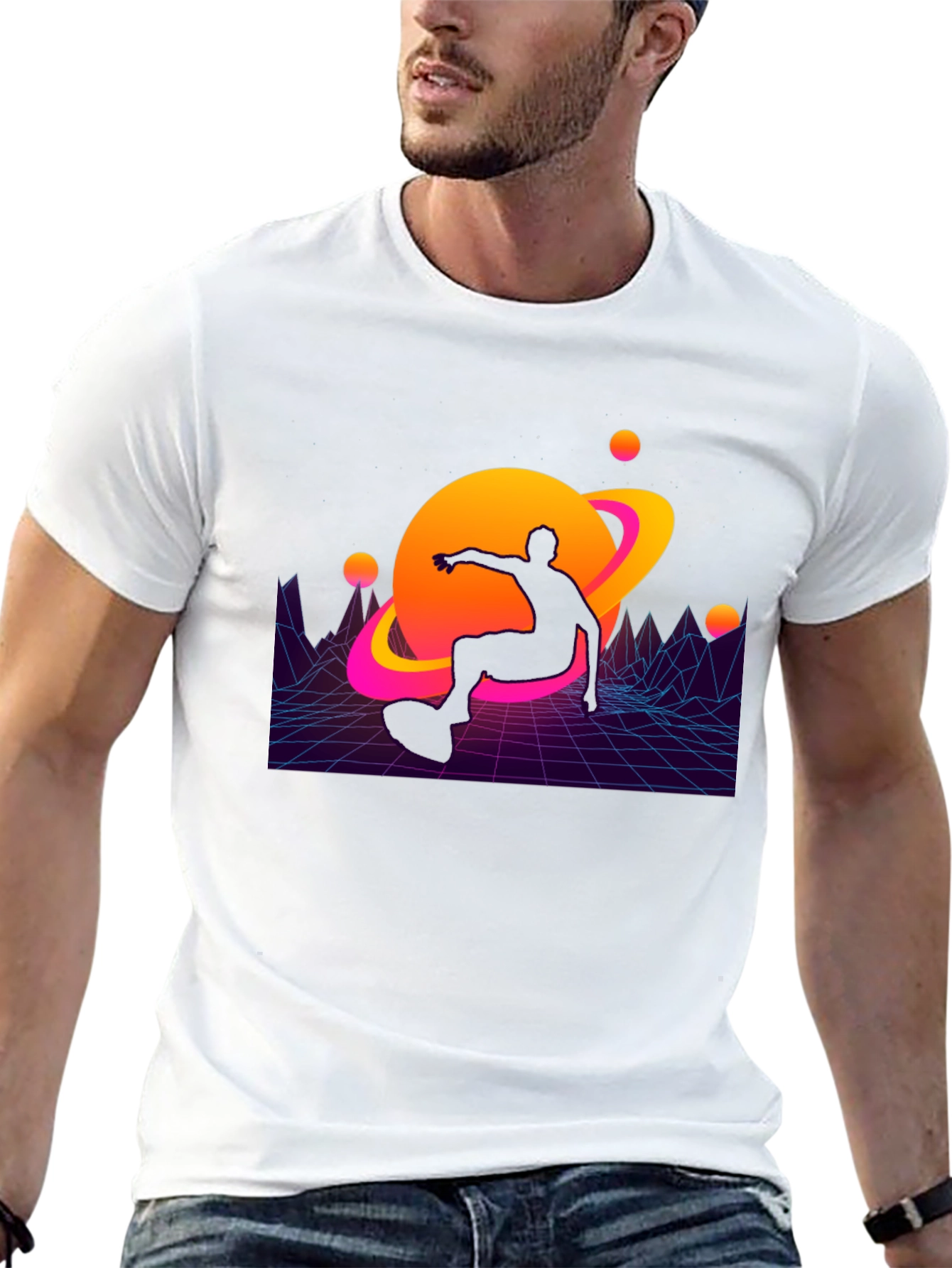 Retro Wave Skater T-Shirt - Galaxy Ride
