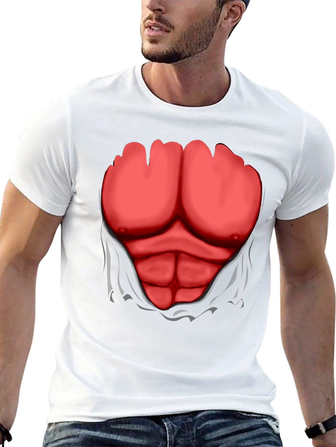 Ripped Abs Graphic T-Shirt - Funny Costume Tee