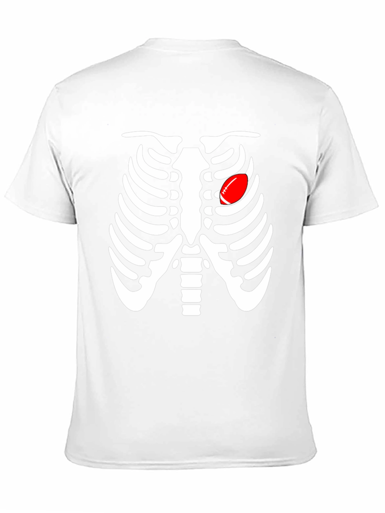 Skeleton Rib Cage Football Heart Graphic Tee