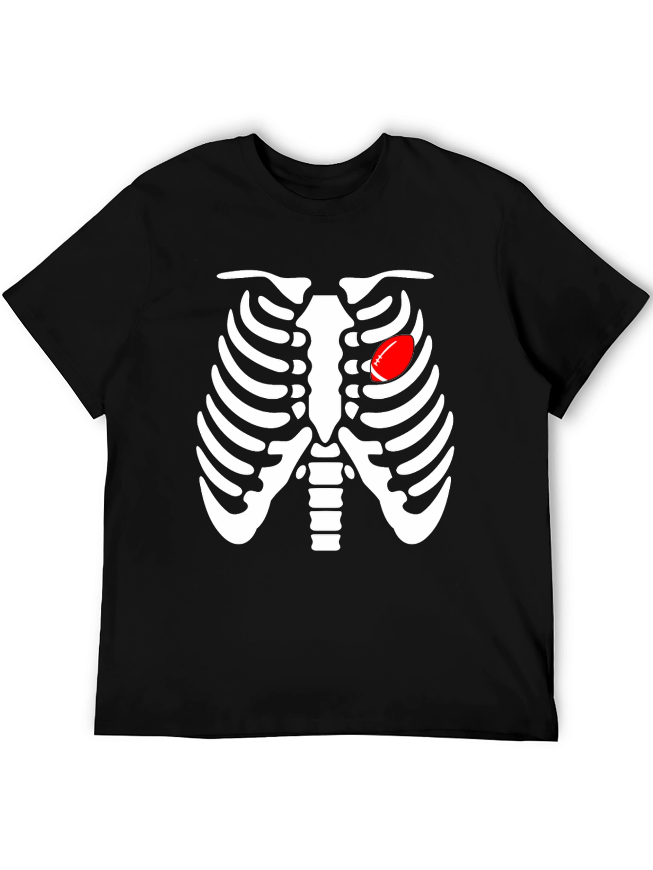 Skeleton Rib Cage Football Heart Graphic Tee