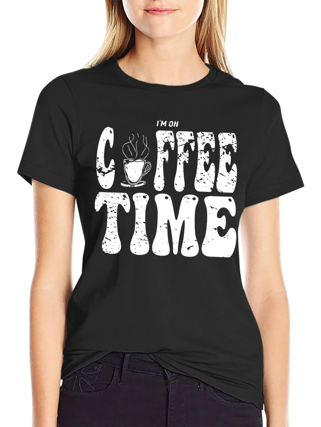 Coffee Time Graphic Tee - Black Cotton T-Shirt