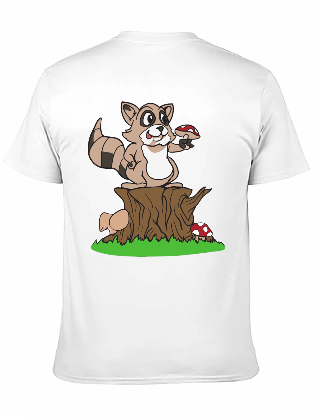 Cute Raccoon & Mushroom Graphic T-Shirt
