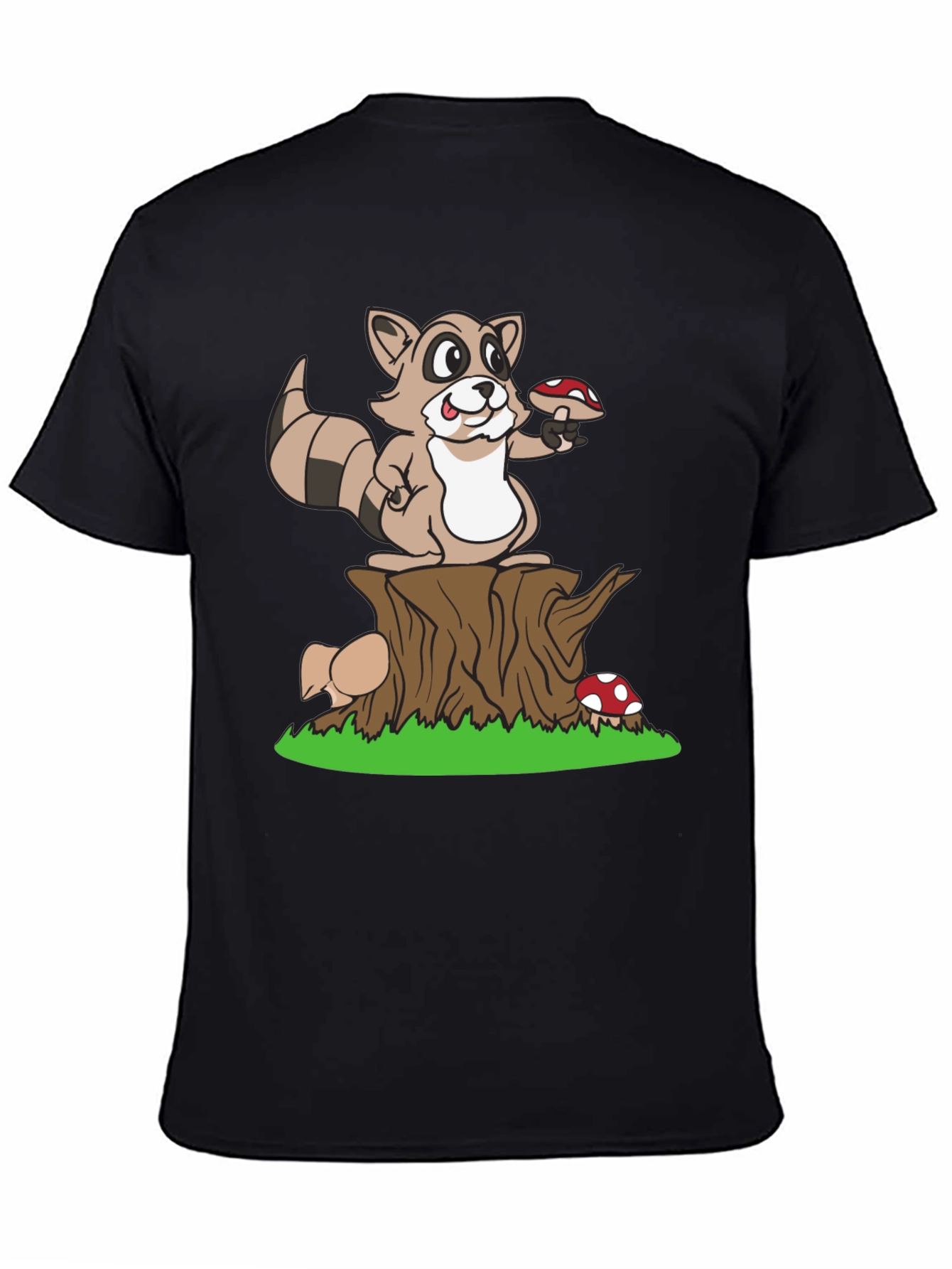 Cute Raccoon & Mushroom Graphic T-Shirt