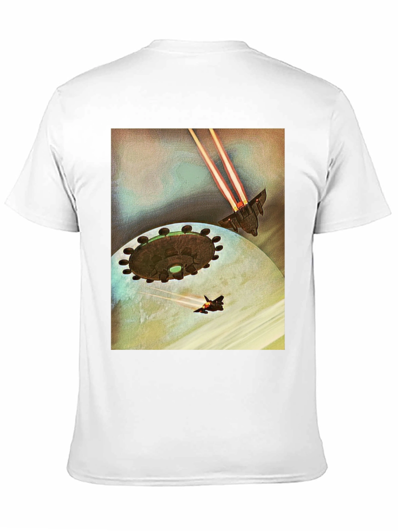 Sci-Fi Spaceship Battle Black T-Shirt
