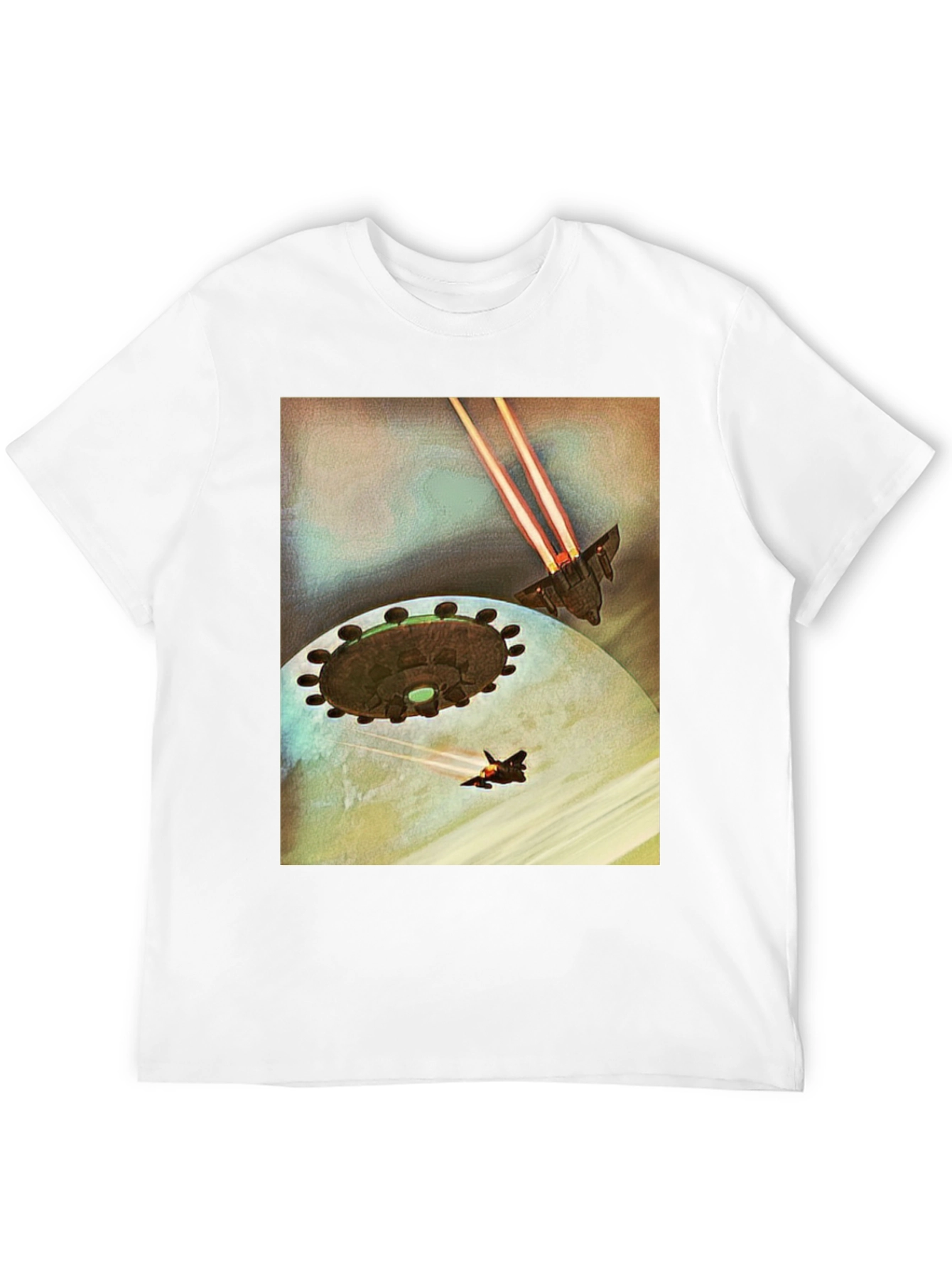 Sci-Fi Spaceship Battle Black T-Shirt