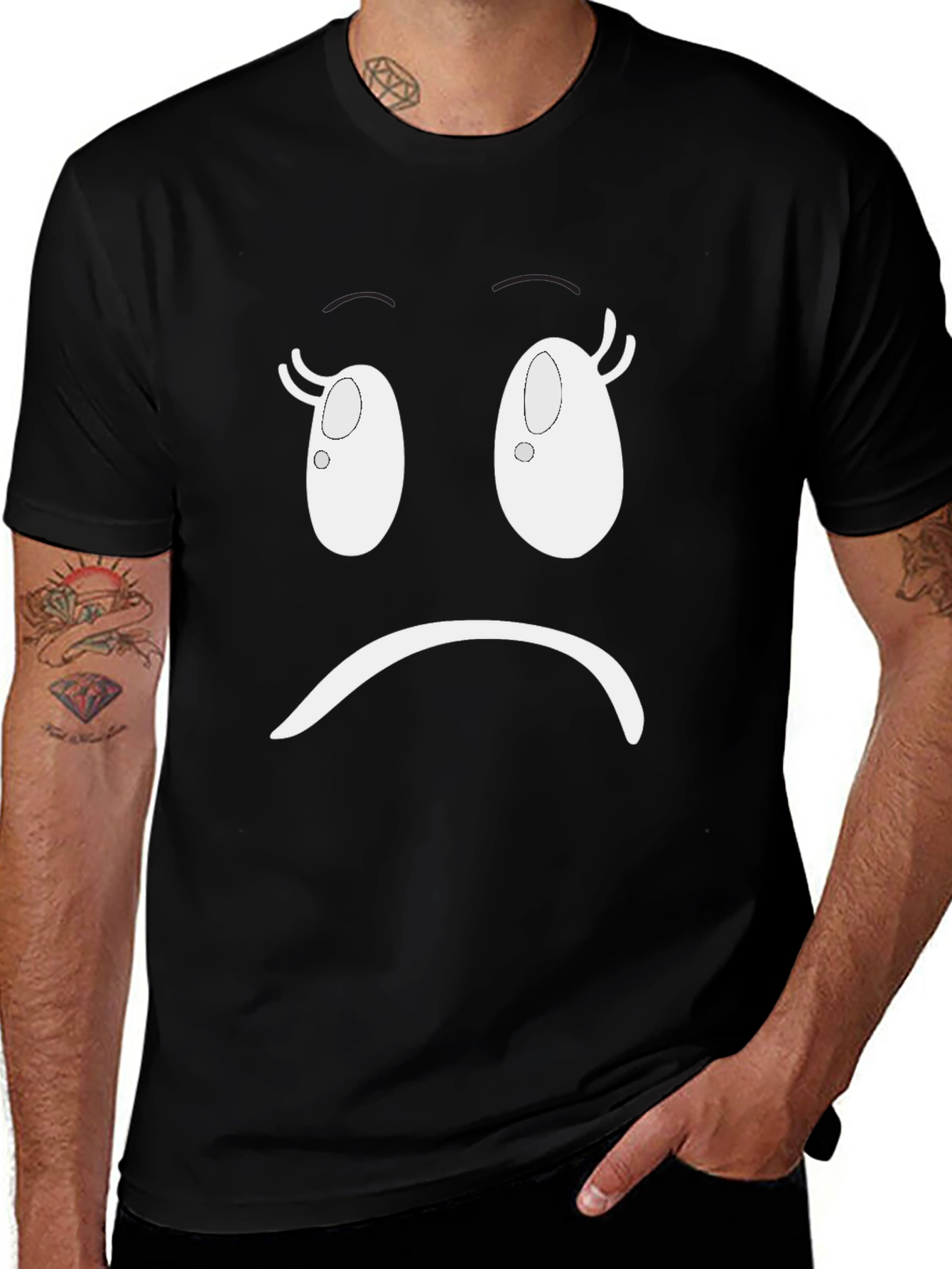 Sad Face Graphic T-Shirt - Unisex Black Tee