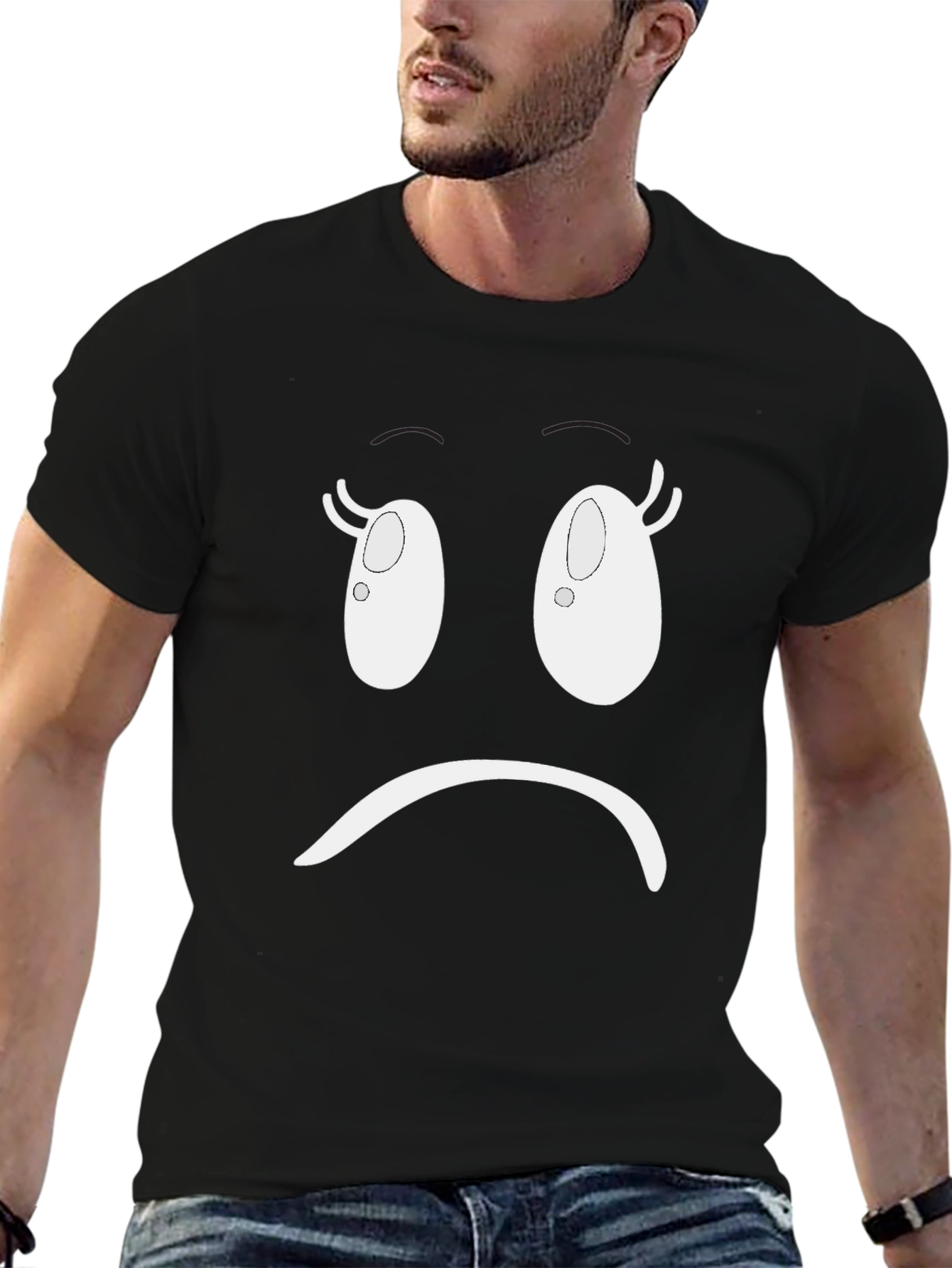 Sad Face Graphic T-Shirt - Unisex Black Tee