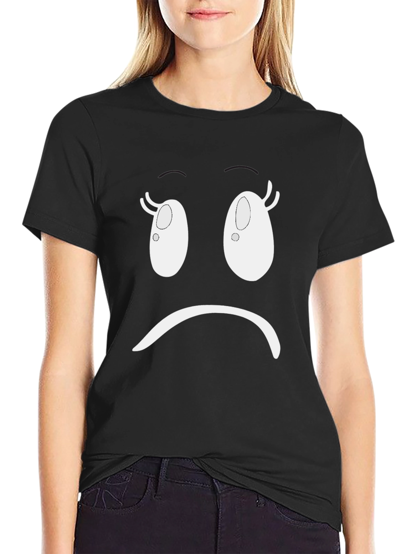 Sad Face Graphic T-Shirt - Unisex Black Tee