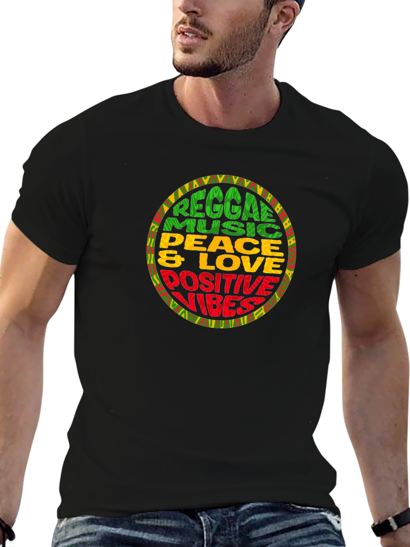 Reggae Music Peace & Love Graphic T-Shirt
