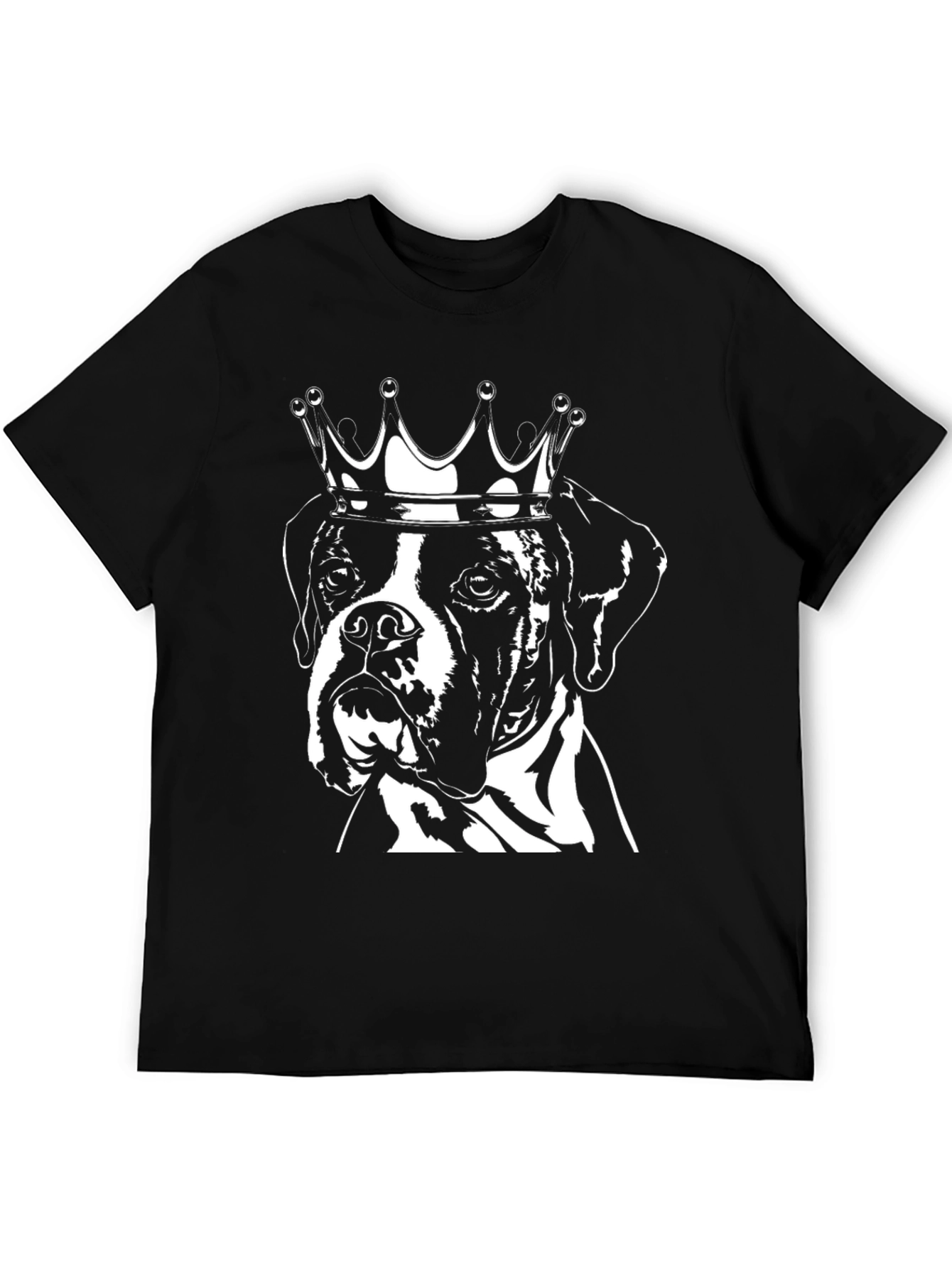 King Dog T-Shirt - Black Crew Neck Boxer Tee