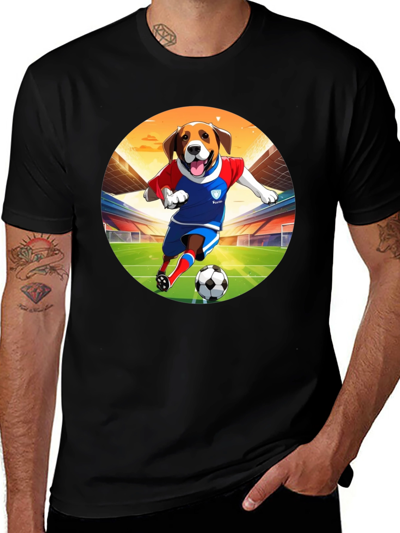 Dog Soccer T-Shirt - Unisex Black Tee