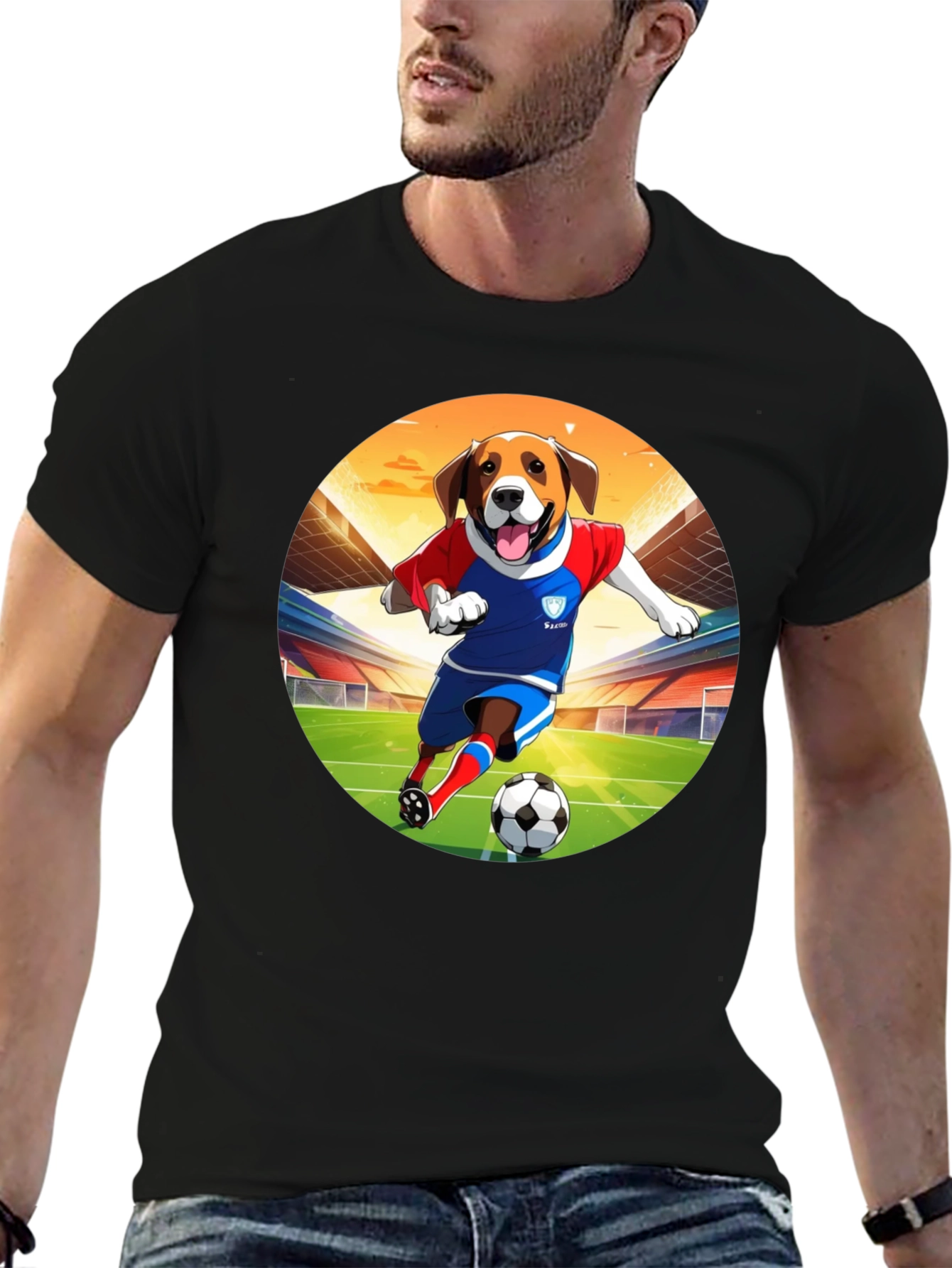 Dog Soccer T-Shirt - Unisex Black Tee