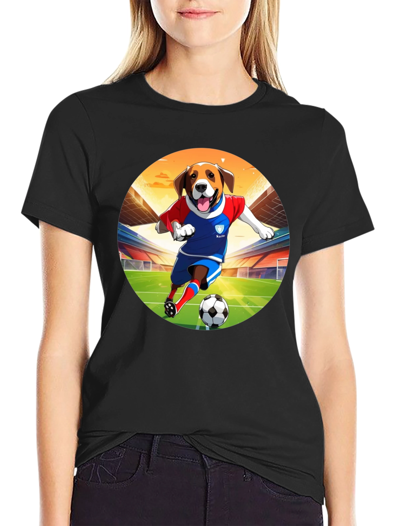 Dog Soccer T-Shirt - Unisex Black Tee
