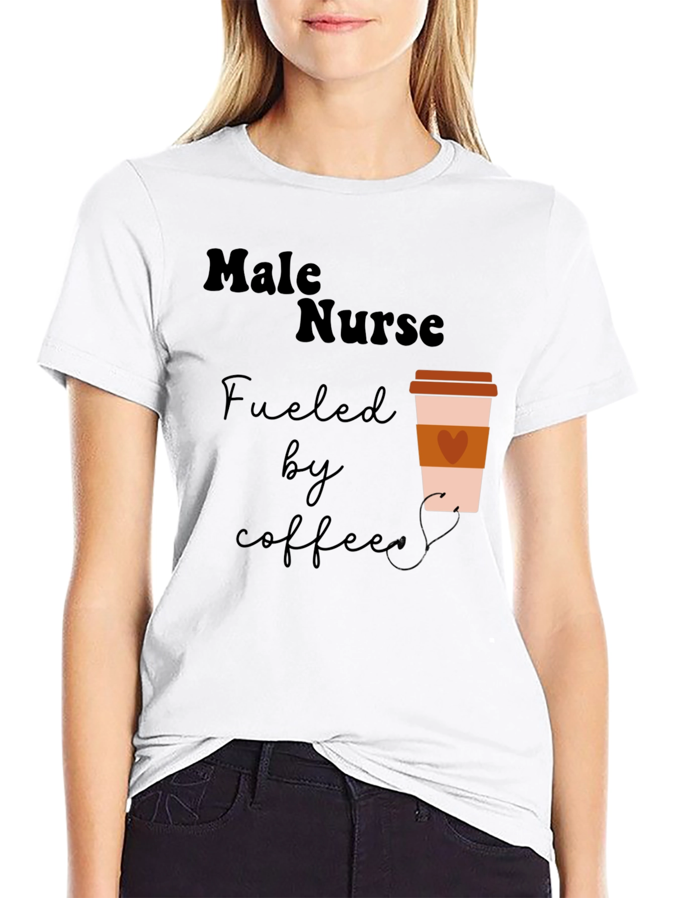 Male Nurse Fuelled by Coffee Graphic T-Shirt