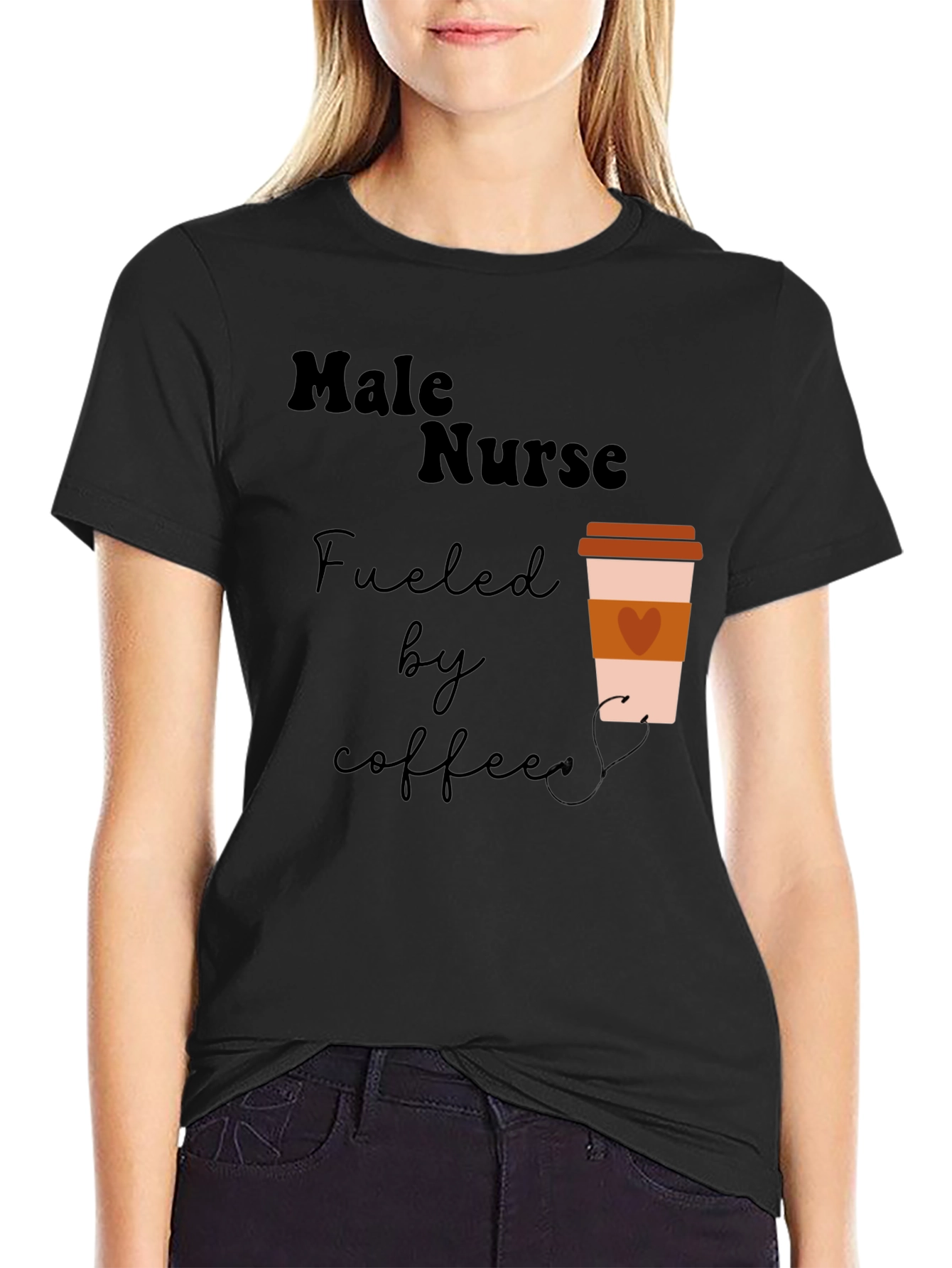 Male Nurse Fuelled by Coffee Graphic T-Shirt