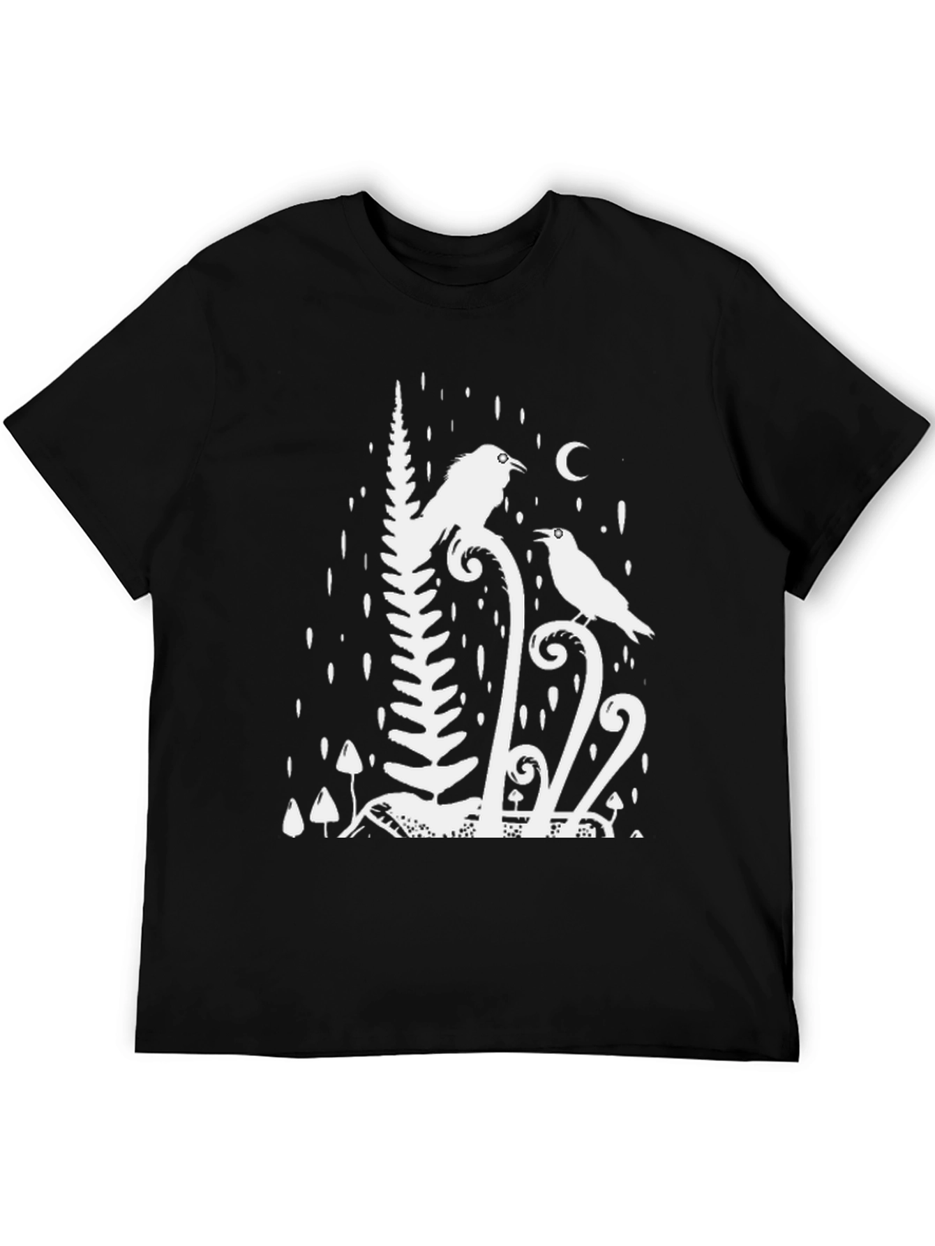 Raven & Moon Graphic Tee - Black Cotton T-Shirt