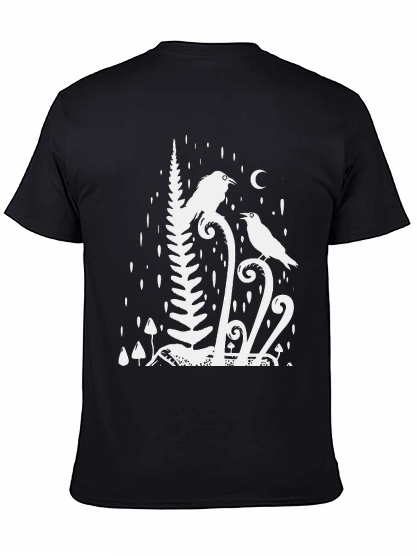 Raven & Moon Graphic Tee - Black Cotton T-Shirt