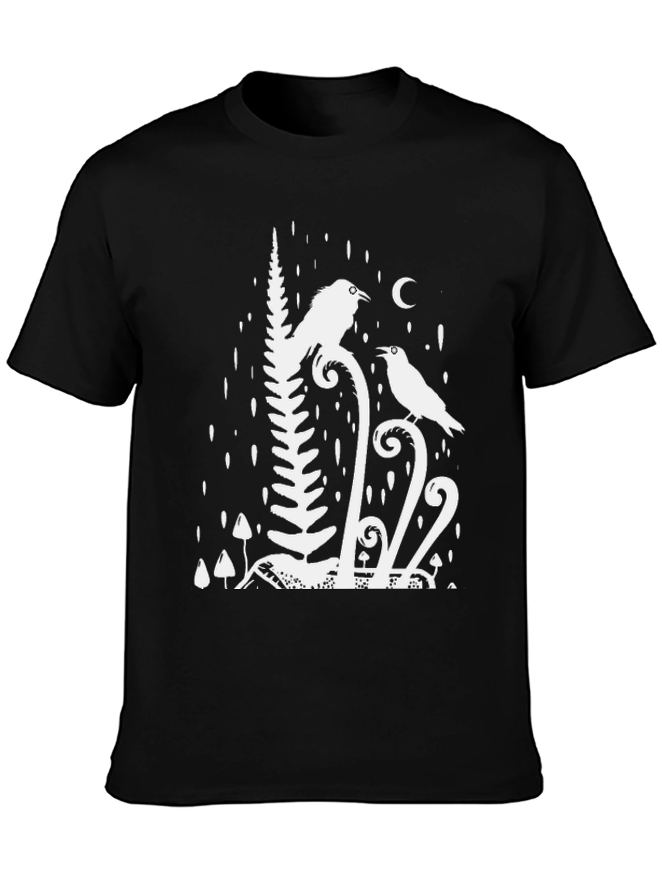 Raven & Moon Graphic Tee - Black Cotton T-Shirt