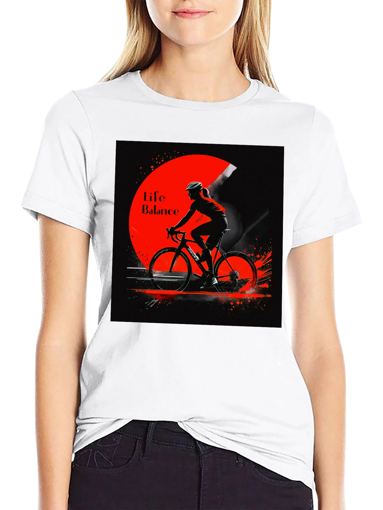 Life Balance Cyclist Graphic Black T-Shirt