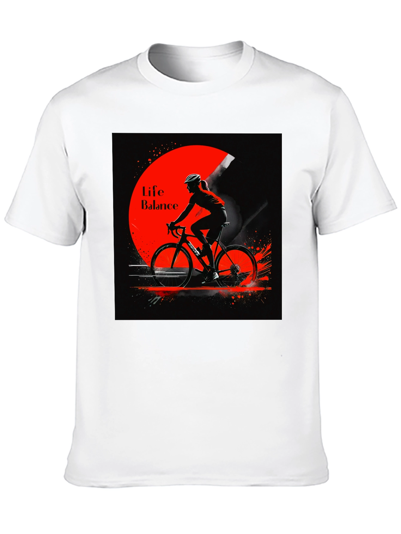Life Balance Cyclist Graphic Black T-Shirt