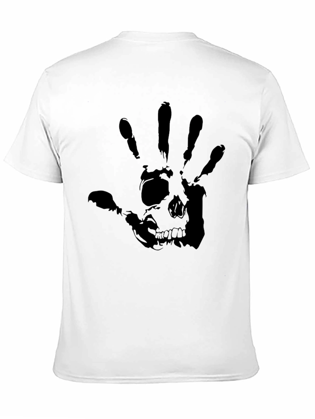 Skull Handprint Graphic Black T-Shirt