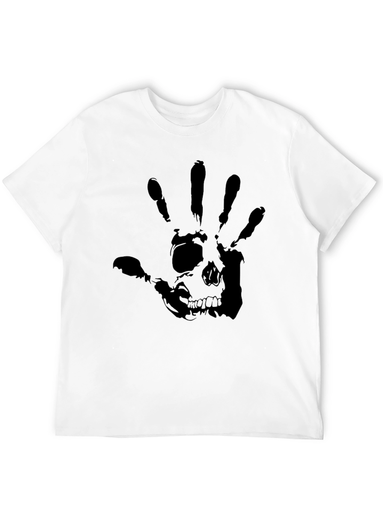 Skull Handprint Graphic Black T-Shirt