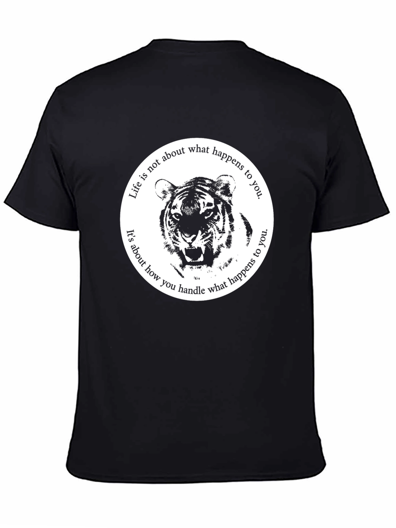 Tiger Graphic T-Shirt Life Quote - Black