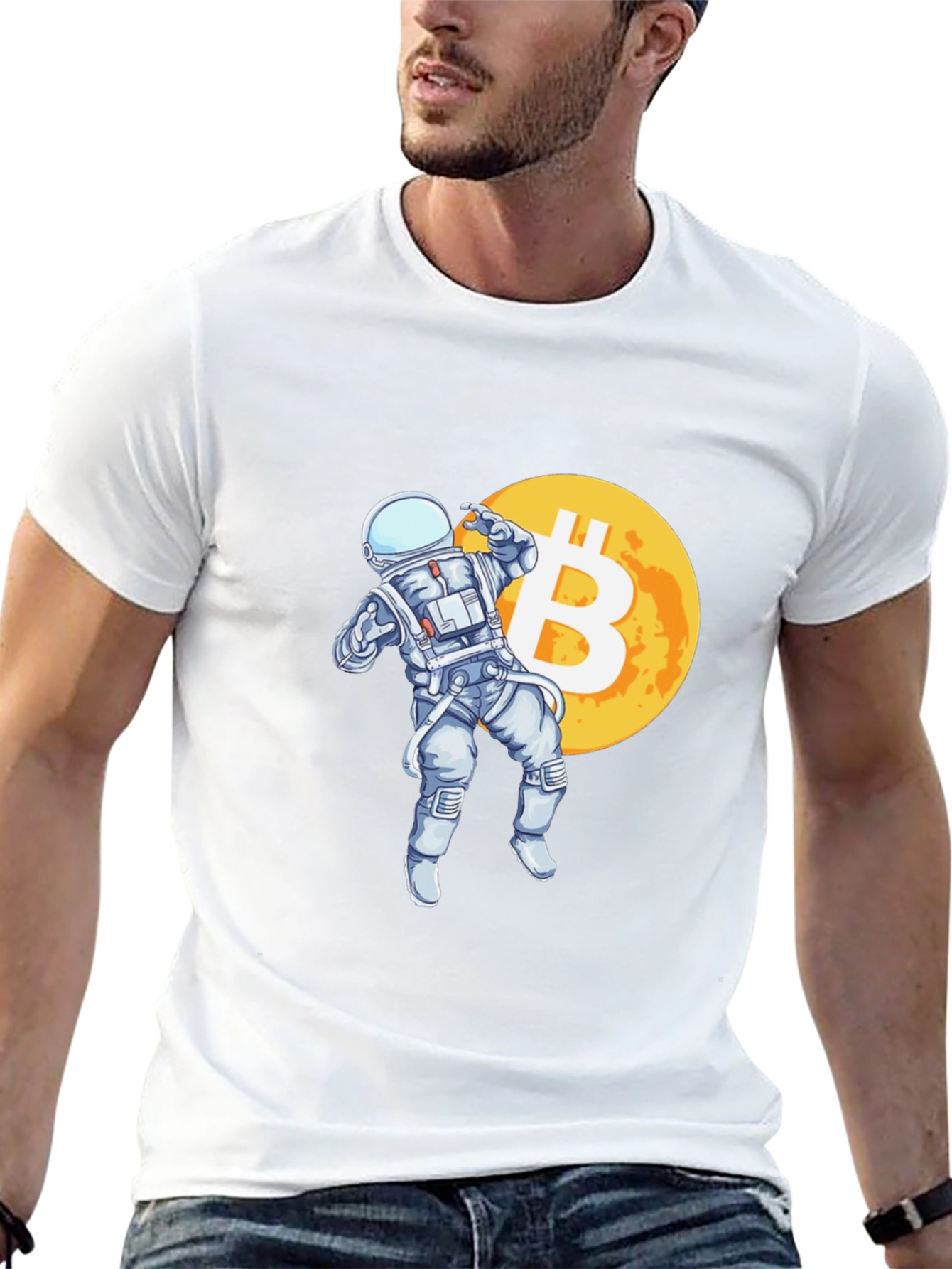 Bitcoin Astronaut T-Shirt - Crypto Moon Landing