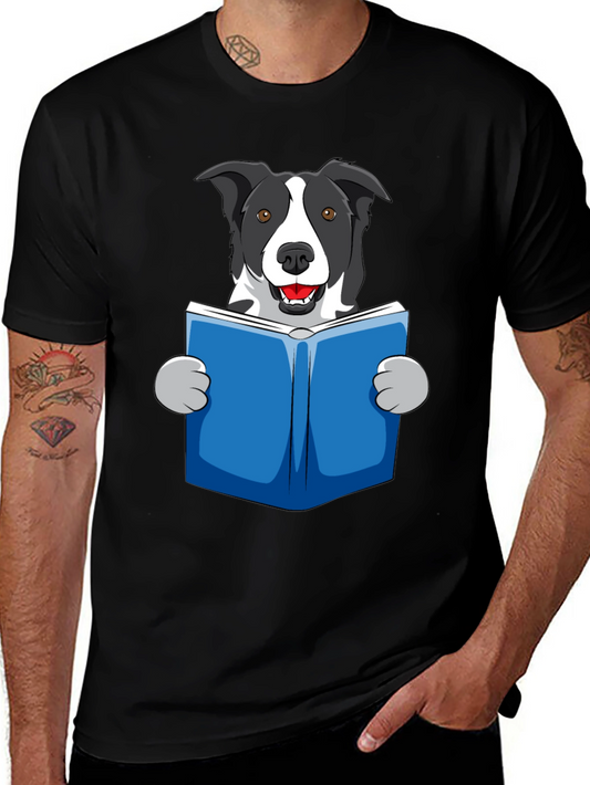 Reading Dog Graphic Tee - Cute Border Collie Shirt