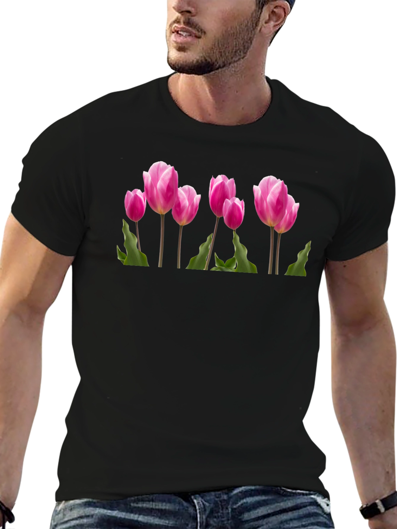 Tulip Graphic T-Shirt - Black Cotton Tee