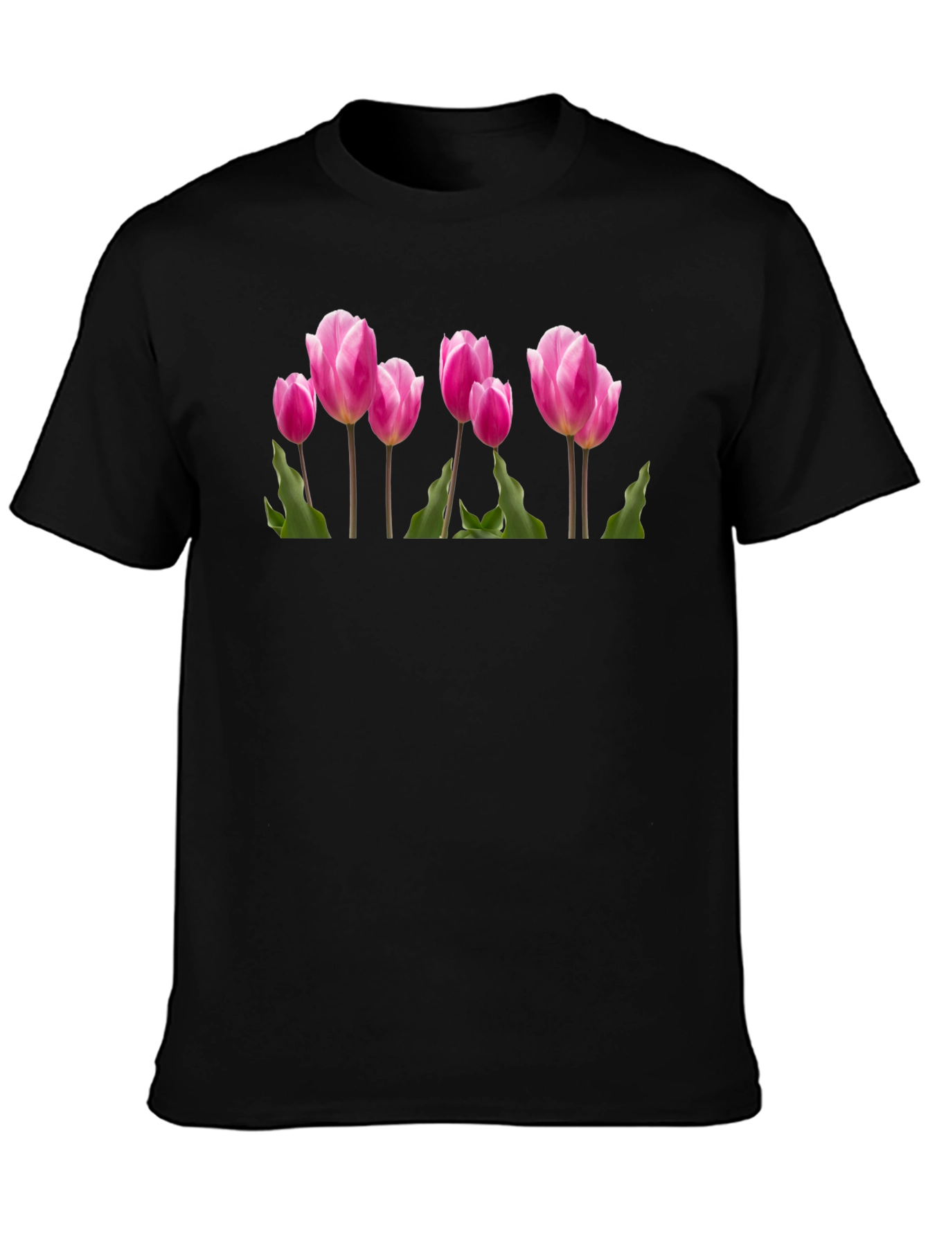 Tulip Graphic T-Shirt - Black Cotton Tee