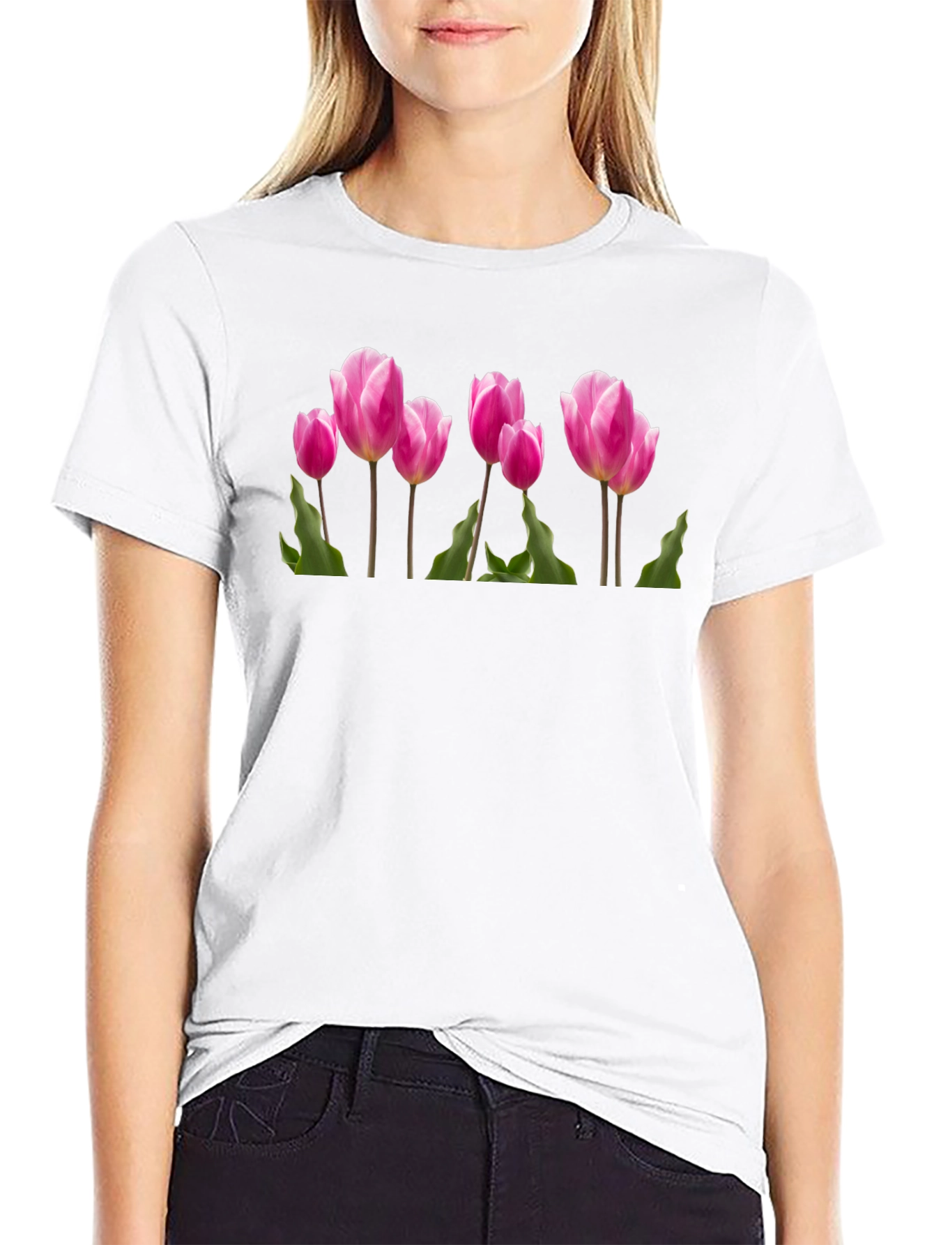 Tulip Graphic T-Shirt - Black Cotton Tee