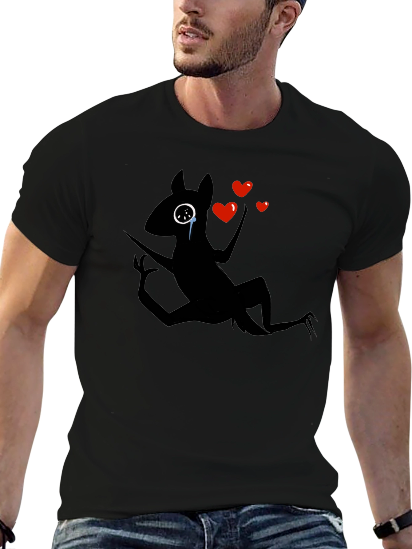 Heartbroken Creature Graphic Black T-Shirt