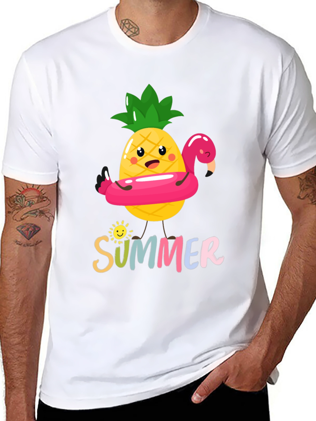Summer Pineapple Flamingo Graphic Tee