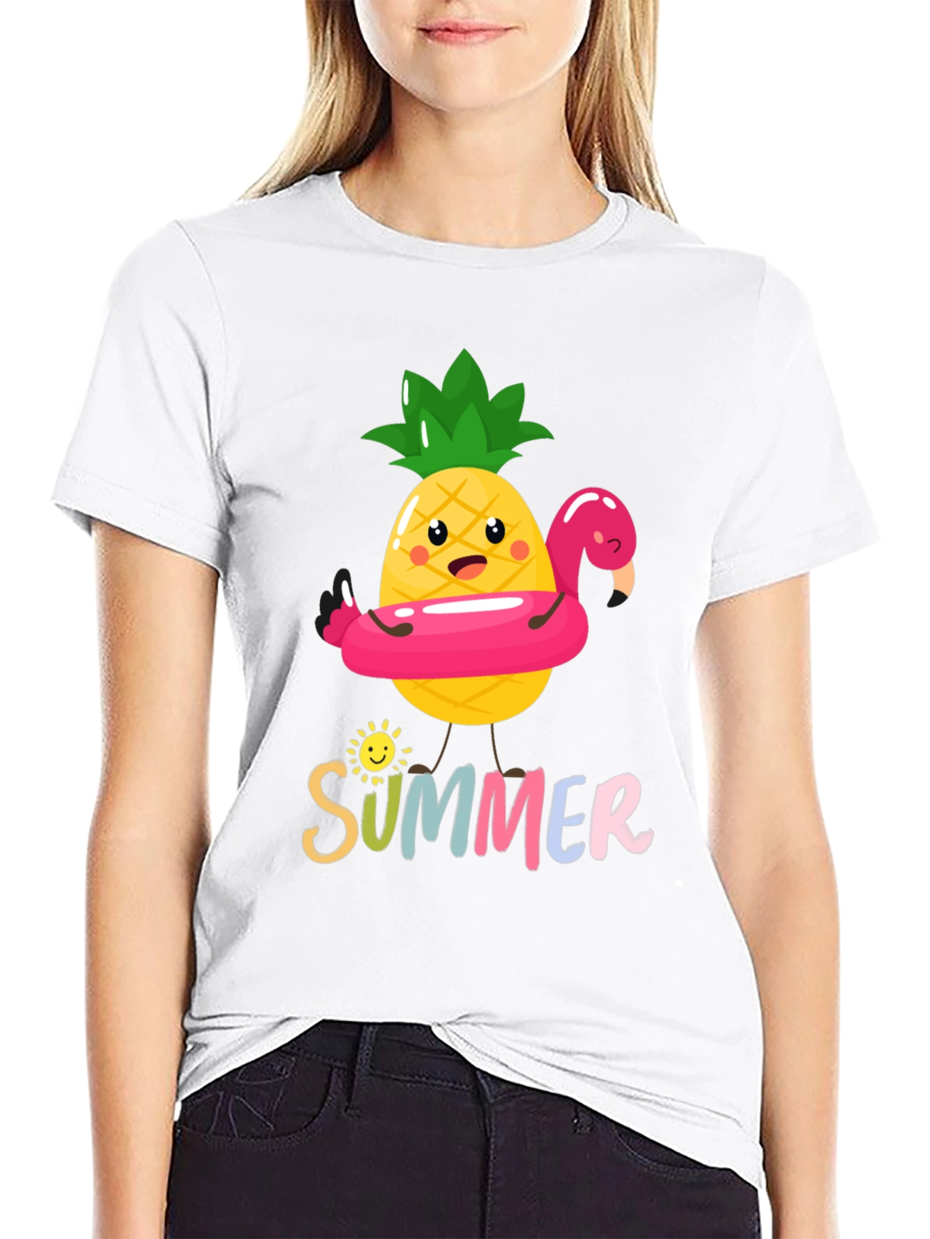 Summer Pineapple Flamingo Graphic Tee