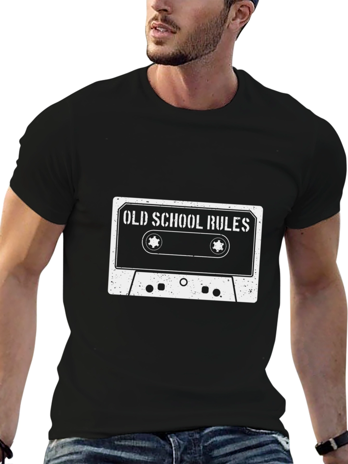 Old School Rules Cassette Tape Graphic T-Shirt