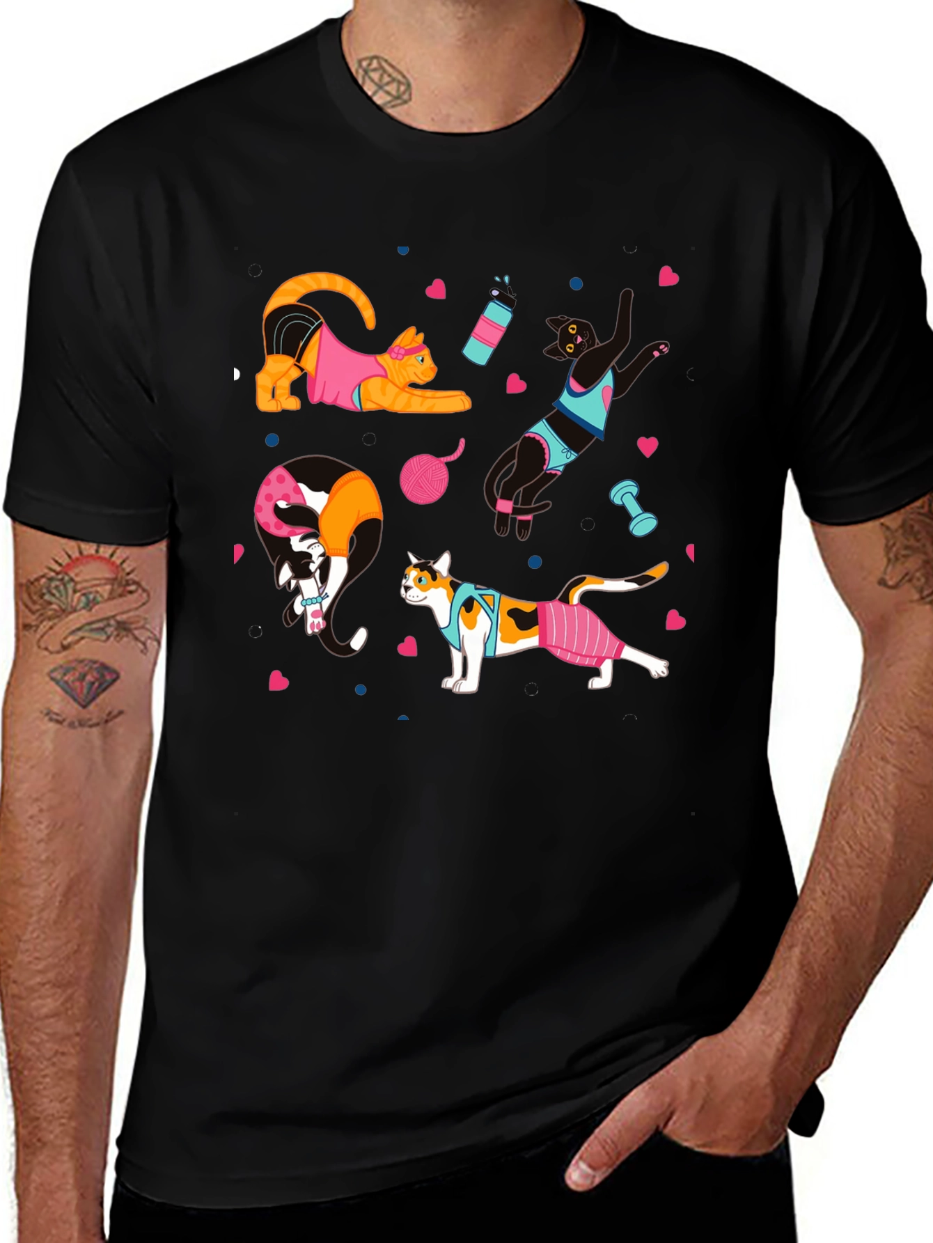Funny Cats Workout T-Shirt Gym Fitness Tee