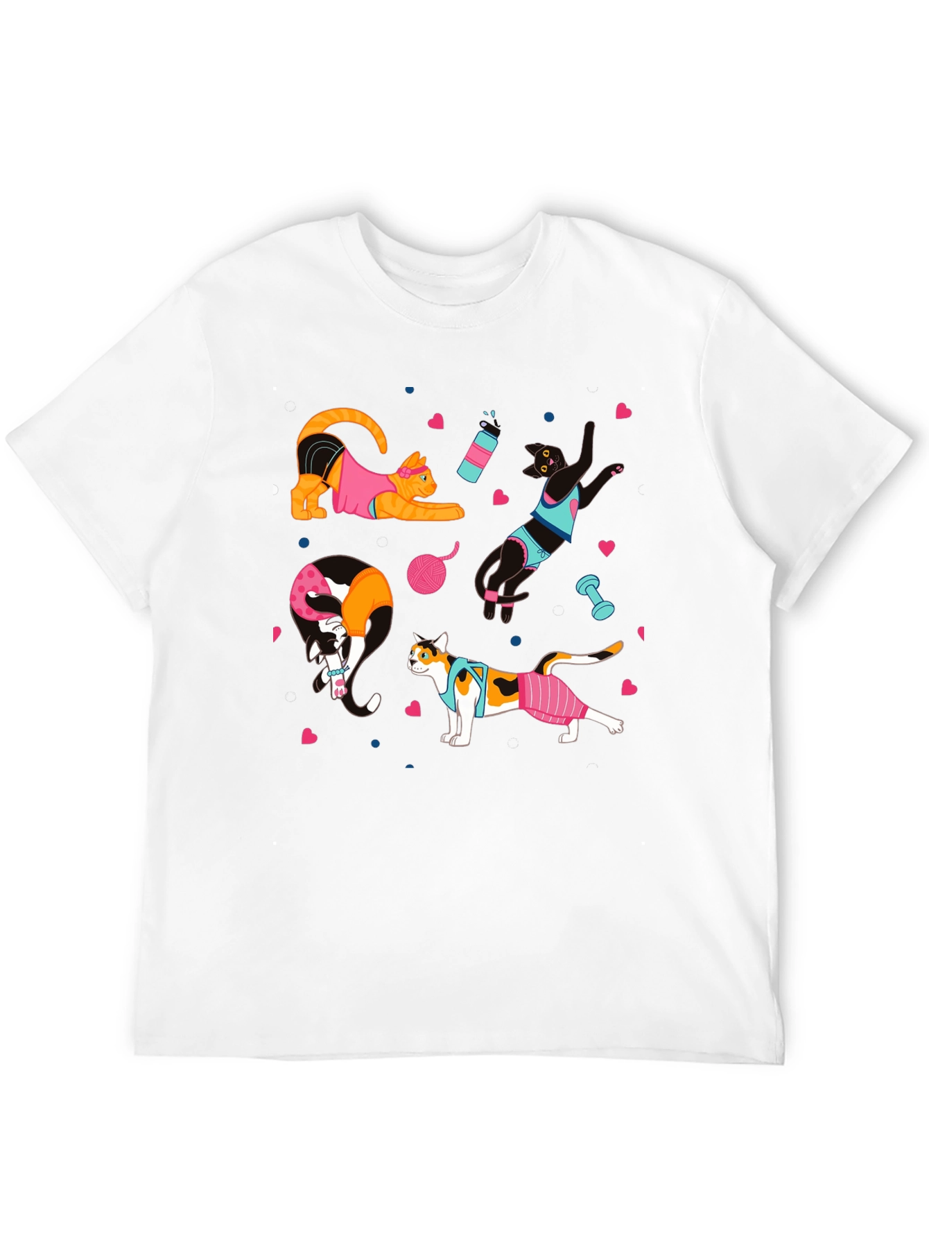 Funny Cats Workout T-Shirt Gym Fitness Tee