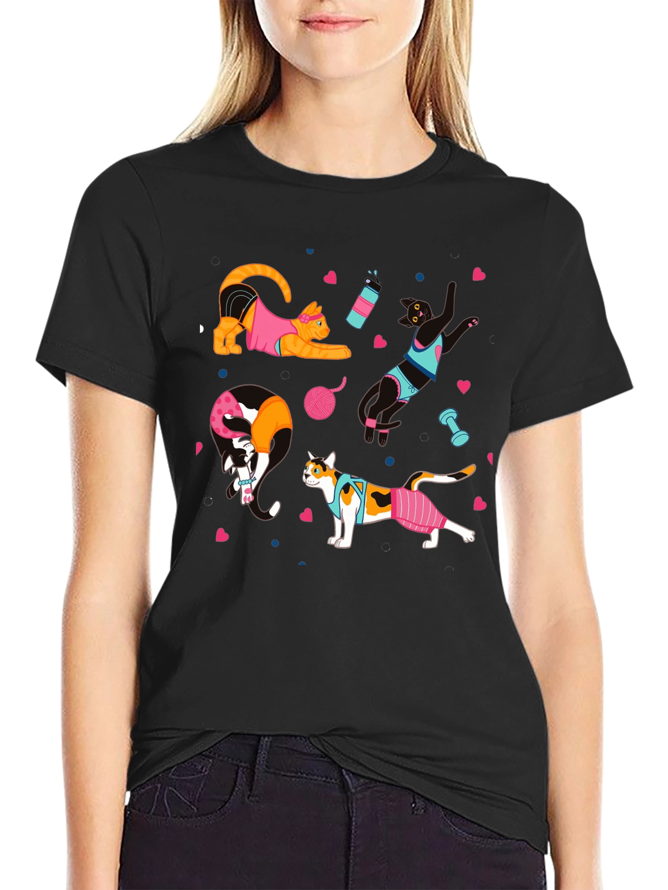 Funny Cats Workout T-Shirt Gym Fitness Tee