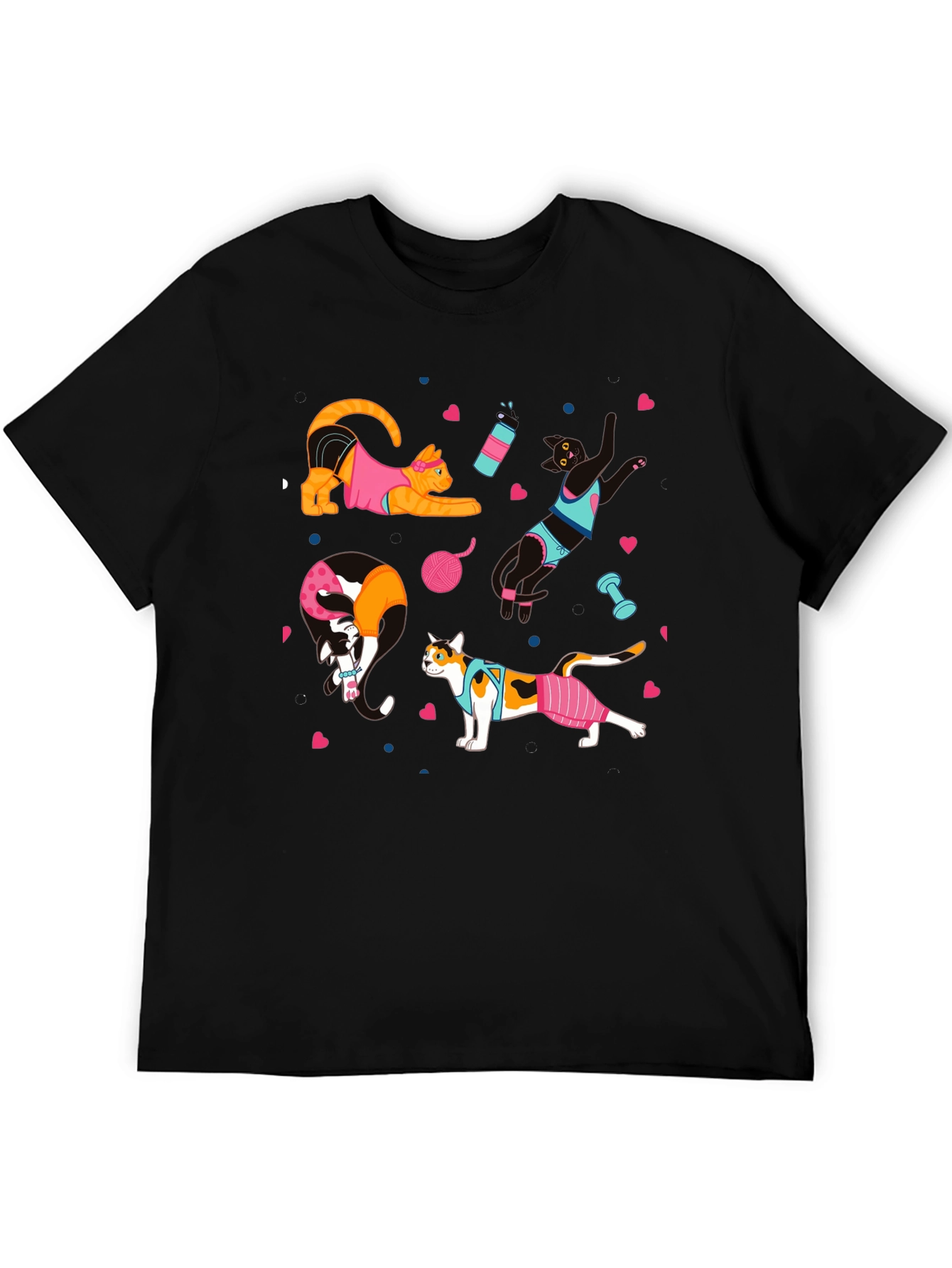 Funny Cats Workout T-Shirt Gym Fitness Tee